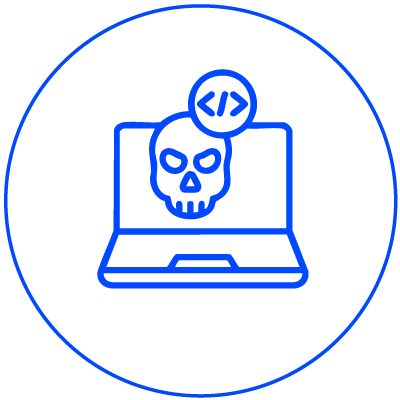 Riesgo de hackeos icono blanco